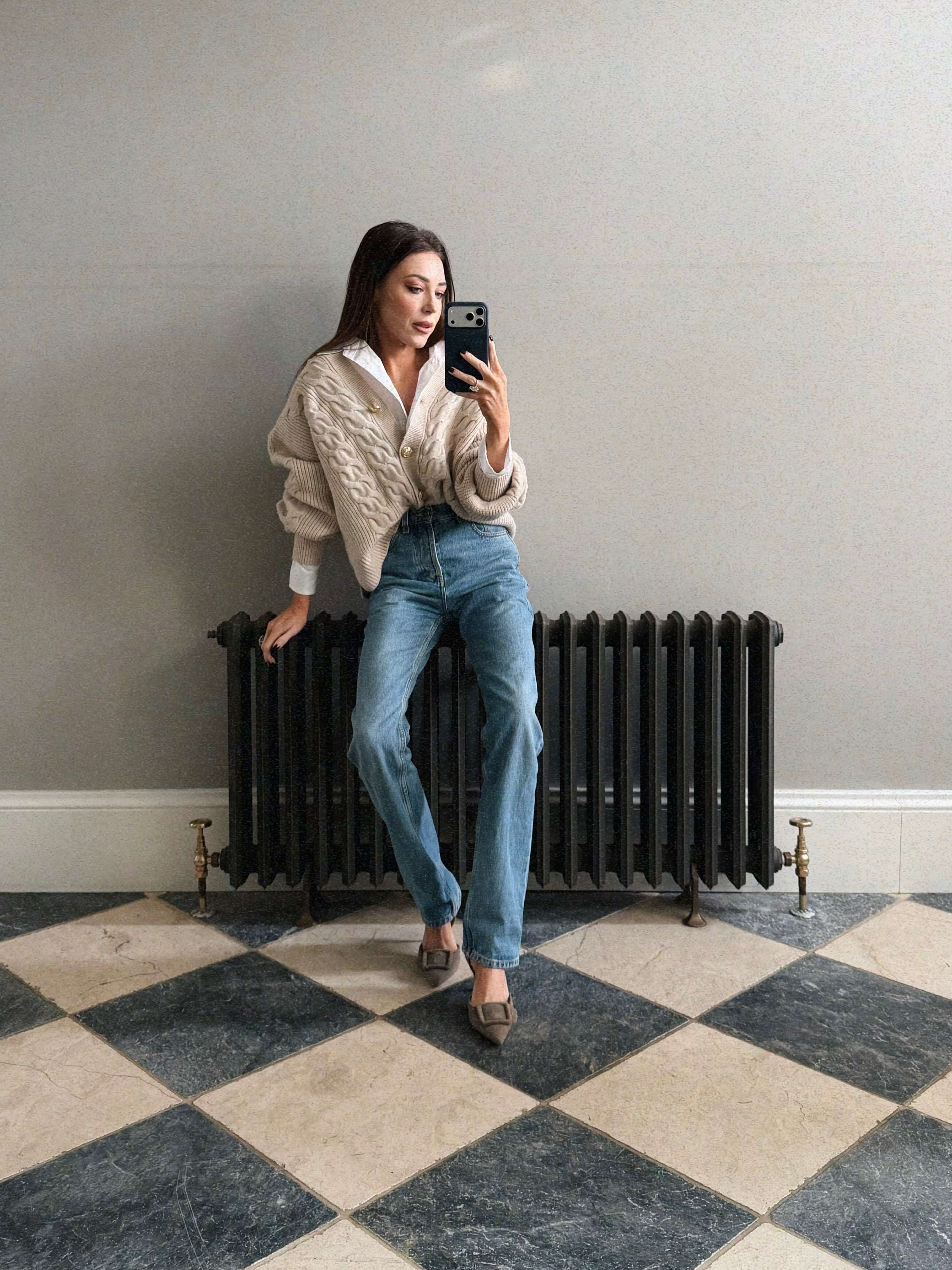 'MAISIE' CABLE KNIT MULTIWAY WEAR CARDIGAN OAT BEIGE - Image 3