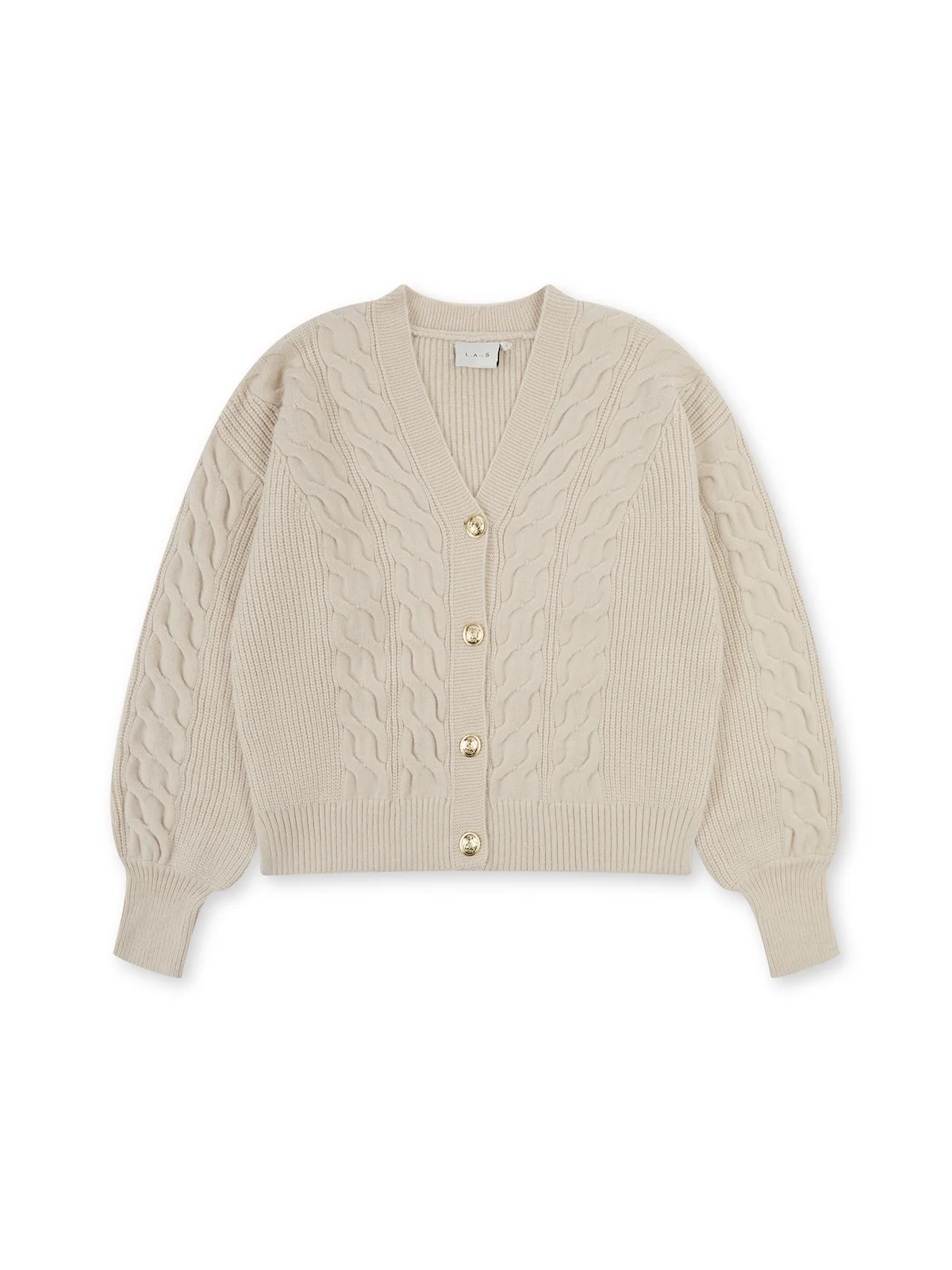 'MAISIE' CABLE KNIT MULTIWAY WEAR CARDIGAN OAT BEIGE - Image 8