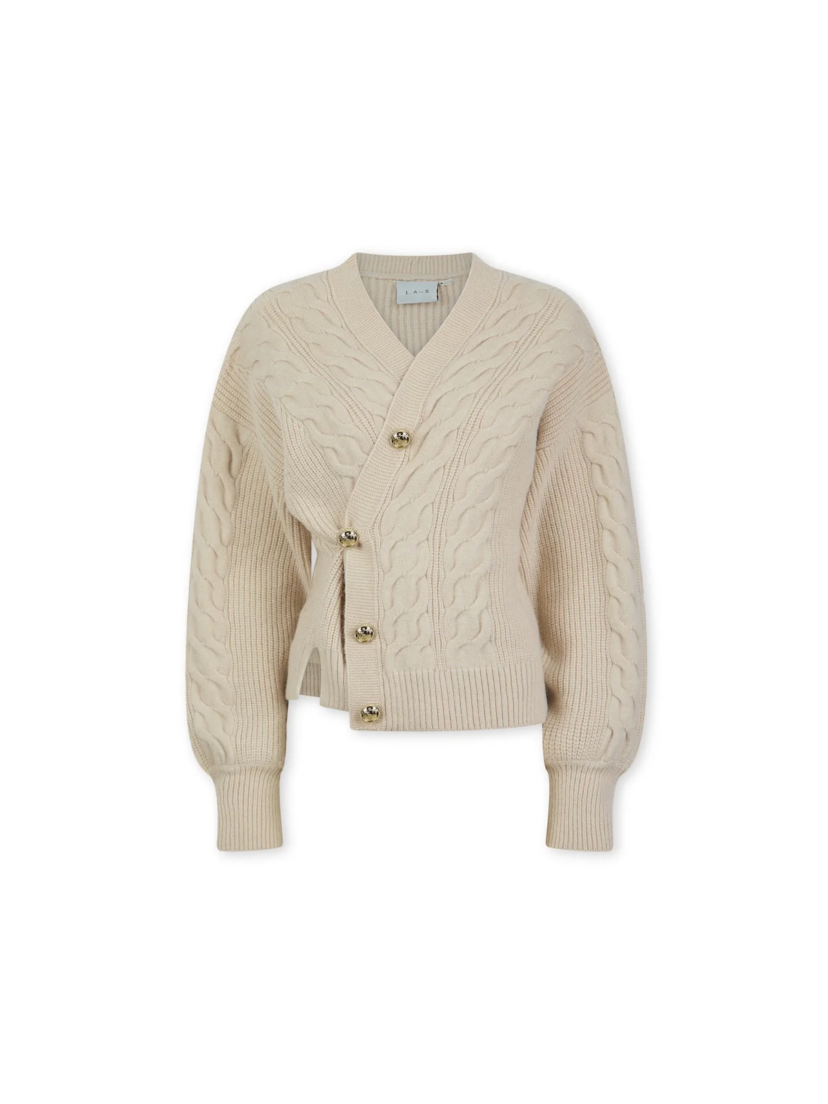 'MAISIE' CABLE KNIT MULTIWAY WEAR CARDIGAN OAT BEIGE - Image 9