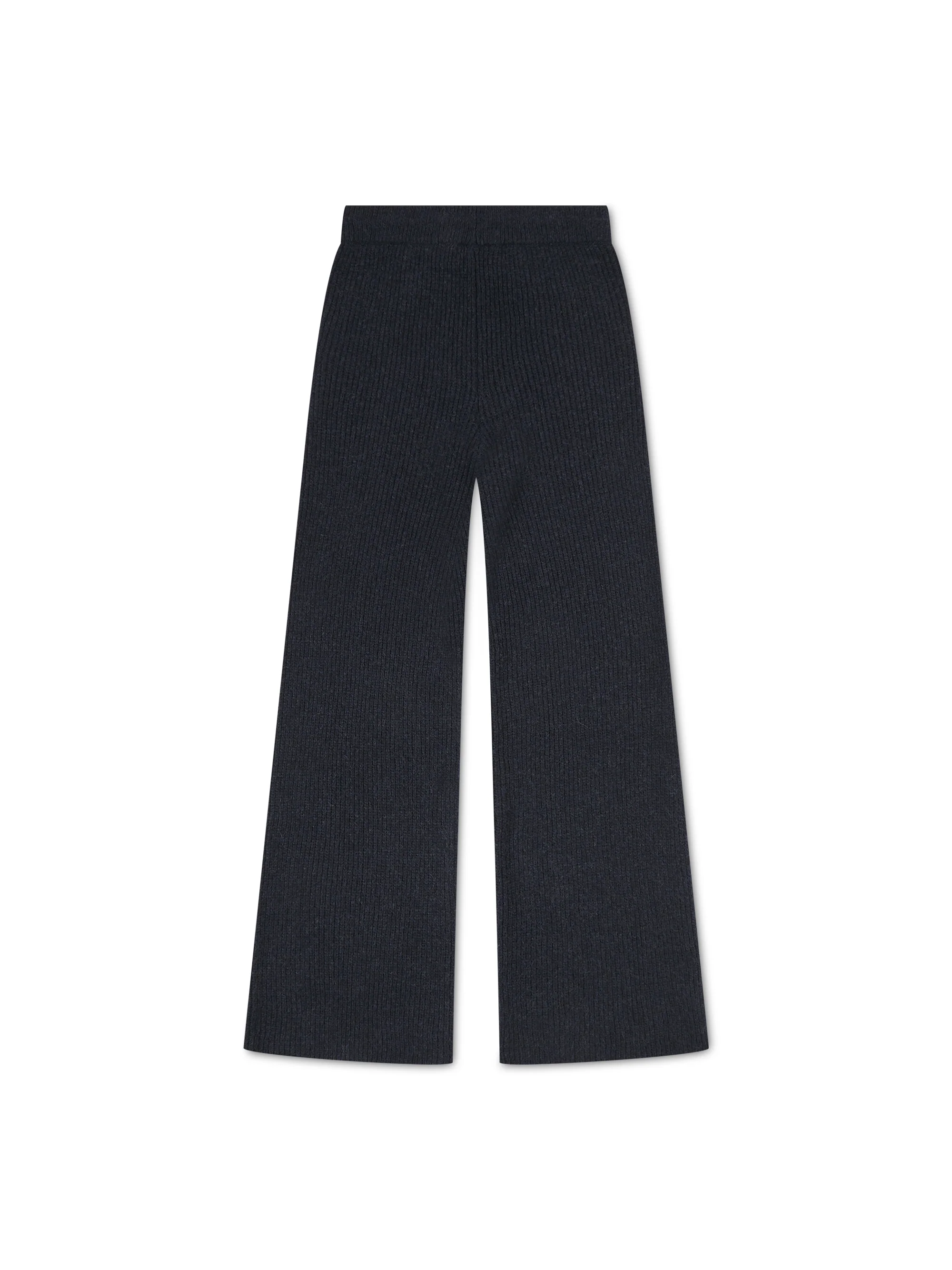 'CAMILLE' RIBBED DETAIL KNITTED WIDE LEG TROUSERS NAVY - Image 4