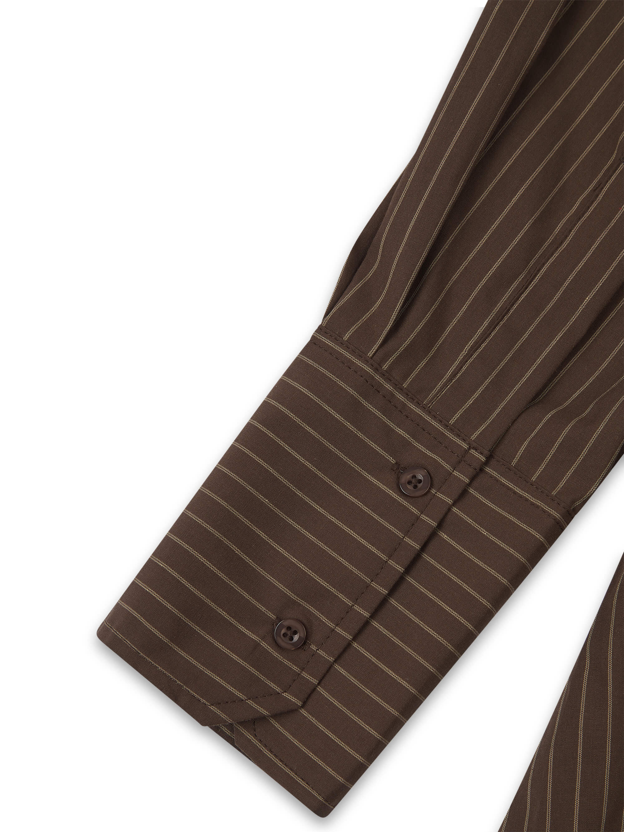 ‘EASY DOES IT’ STRIPE COTTON BOX PLEAT SHIRT BROWN - Image 10
