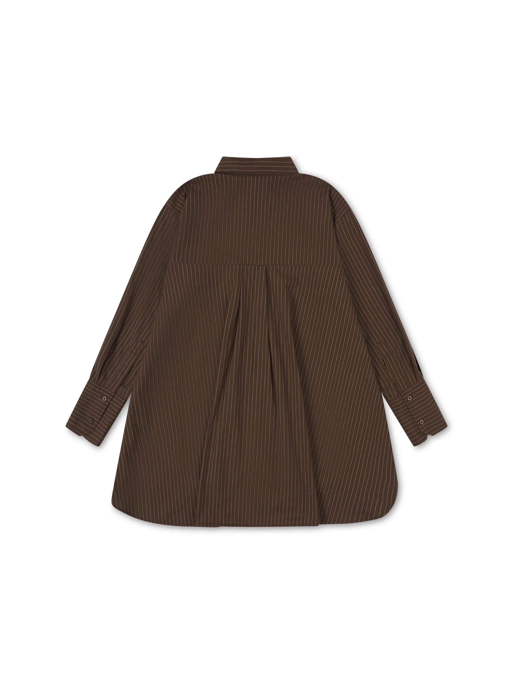 ‘EASY DOES IT’ STRIPE COTTON BOX PLEAT SHIRT BROWN - Image 7