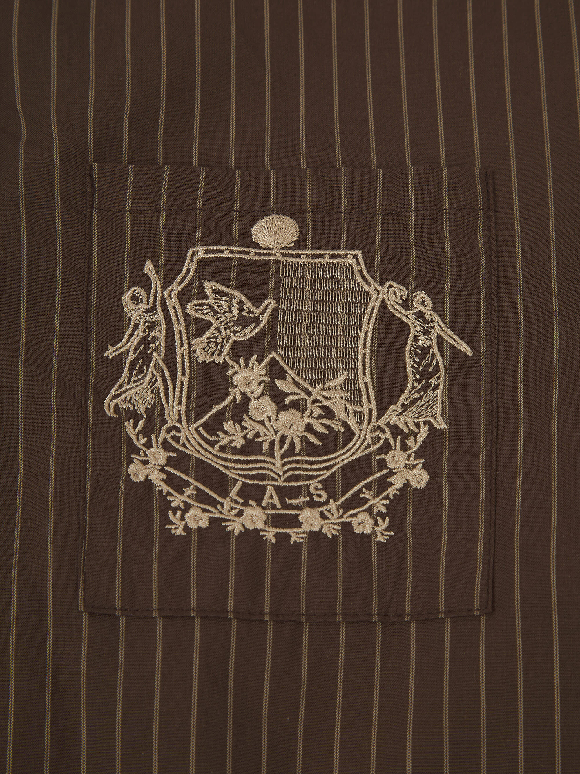 ‘EASY DOES IT’ STRIPE COTTON BOX PLEAT SHIRT BROWN - Image 8