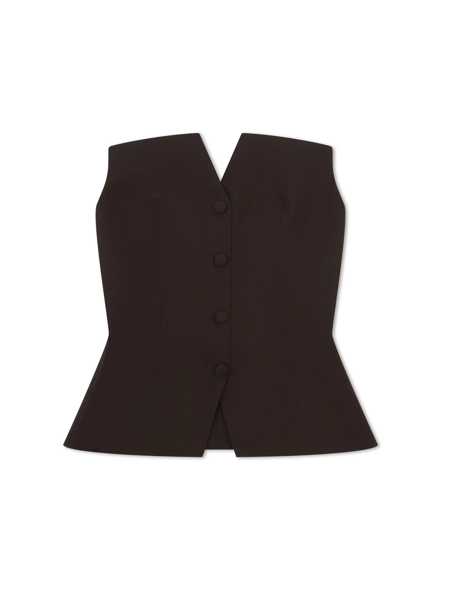 'BLAIR' EXAGGERATED SQUARE NECK BANDEAU TOP BROWN - Image 3