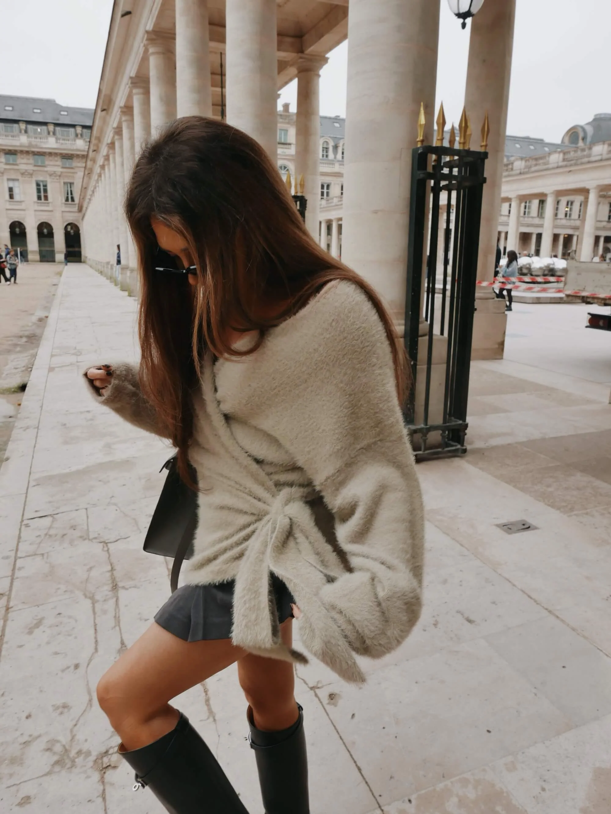 ‘POESY’ EYELASH KNITTED BALLERINA WRAP CARDIGAN BEIGE - Image 3