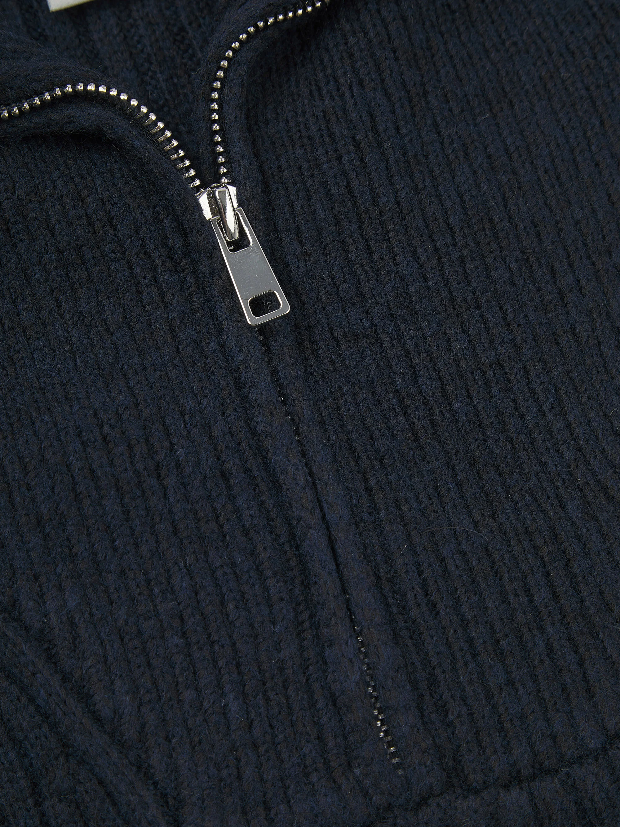 'DELPHINE' HALF ZIP FUNNEL NECK KNITTED JUMPER NAVY - Image 4