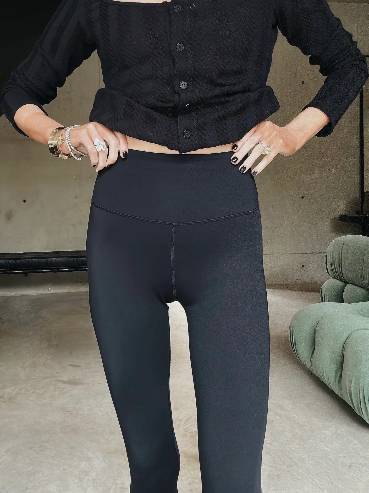 'CONNECTICUT' HIGH WAISTED ATHLEISURE LEGGINGS BLACK - Image 3
