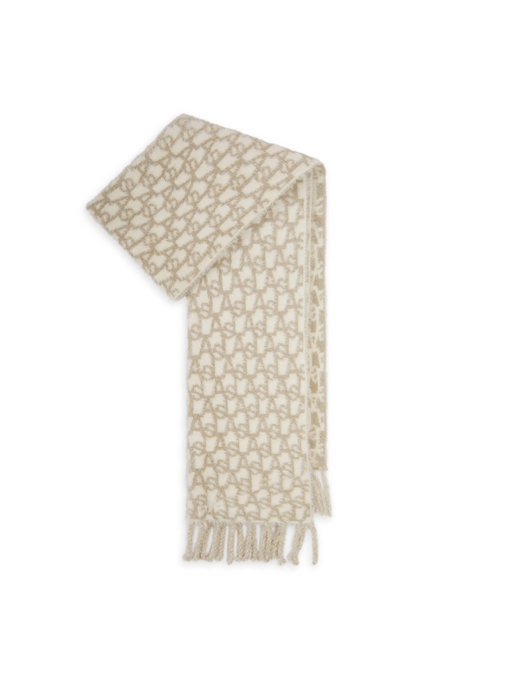 'SO LORNA' L.A-S JACQUARD KNITTED SCARF CREAM - Image 7