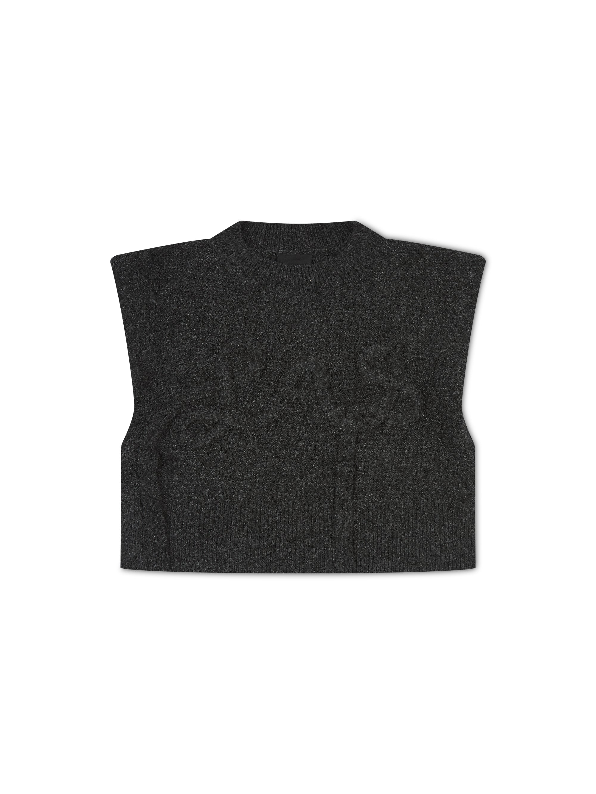 'MAINE' KNITTED APPLIQUÉ DETAIL VEST GREY - Image 3