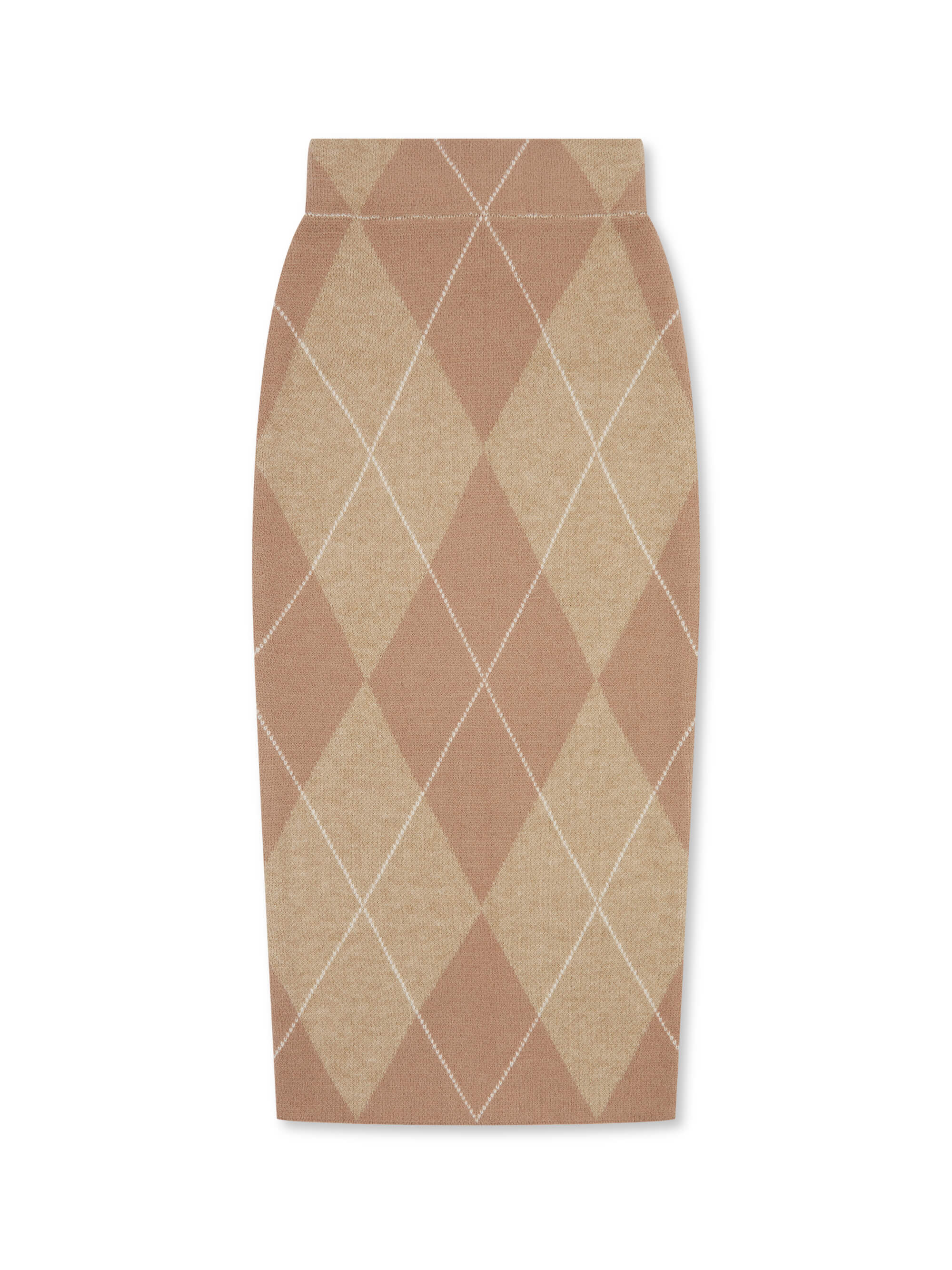 ‘PICTURE PERFECT’ ARGYLE DIAMOND KNIT COLUMN SKIRT CAMEL - Image 5