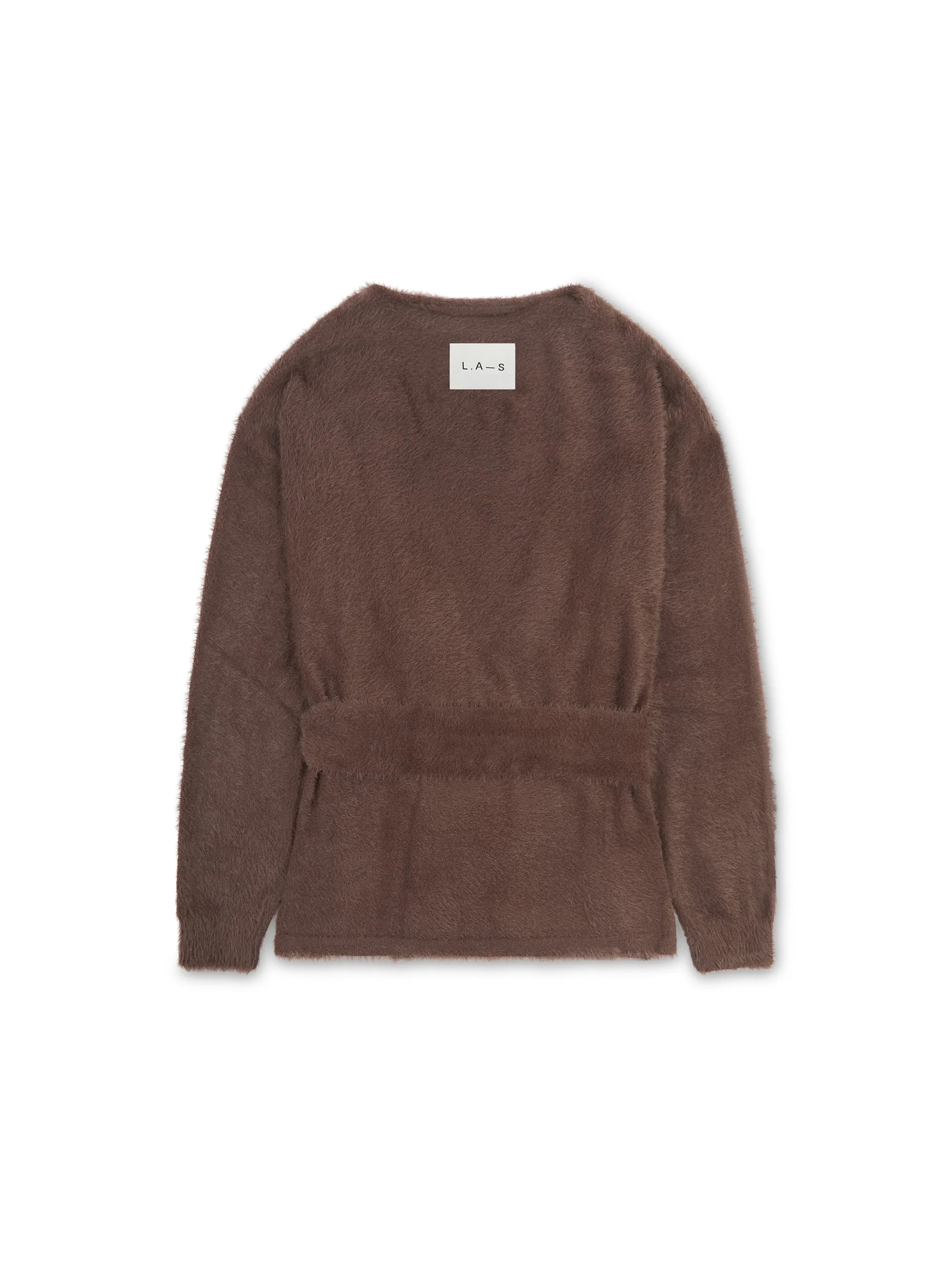 ‘POESY’ EYELASH KNITTED BALLERINA WRAP CARDIGAN BROWN - Image 3