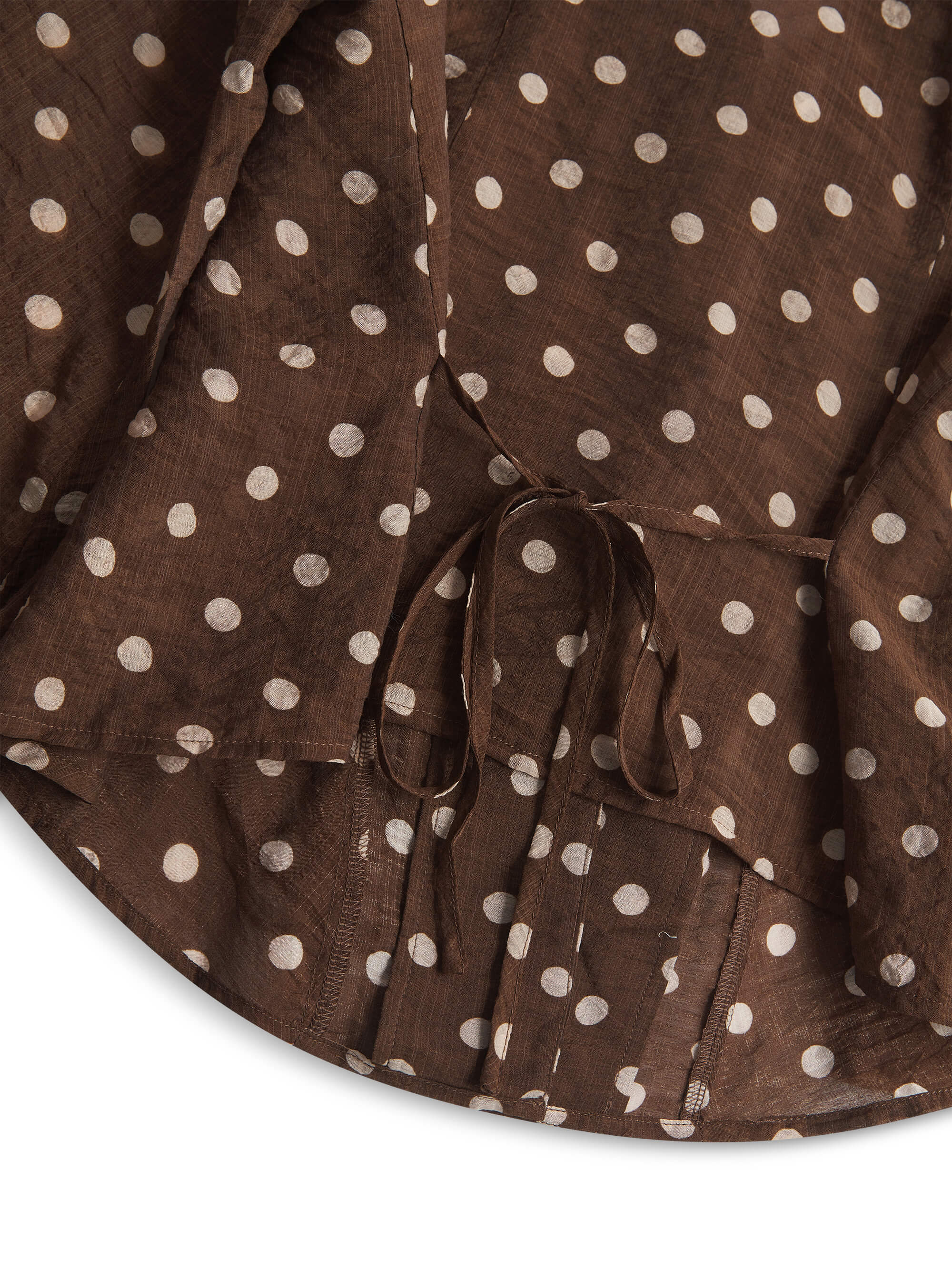 'VIVIAN' POLKA DOT LACE UP BLOUSE BROWN - Image 11