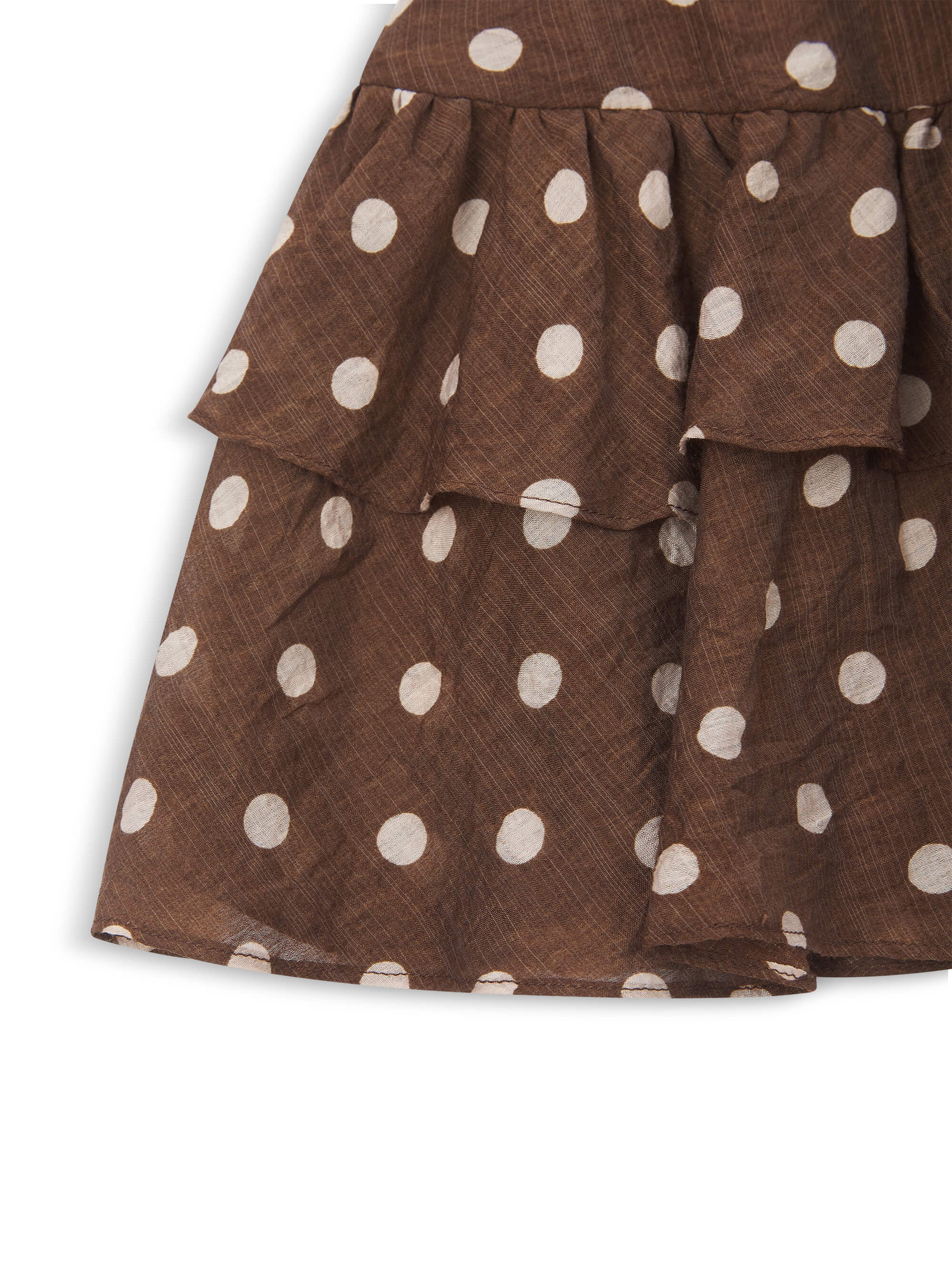 'VIVIAN' POLKA DOT TIERED RUFFLE SKORT BROWN - Image 8