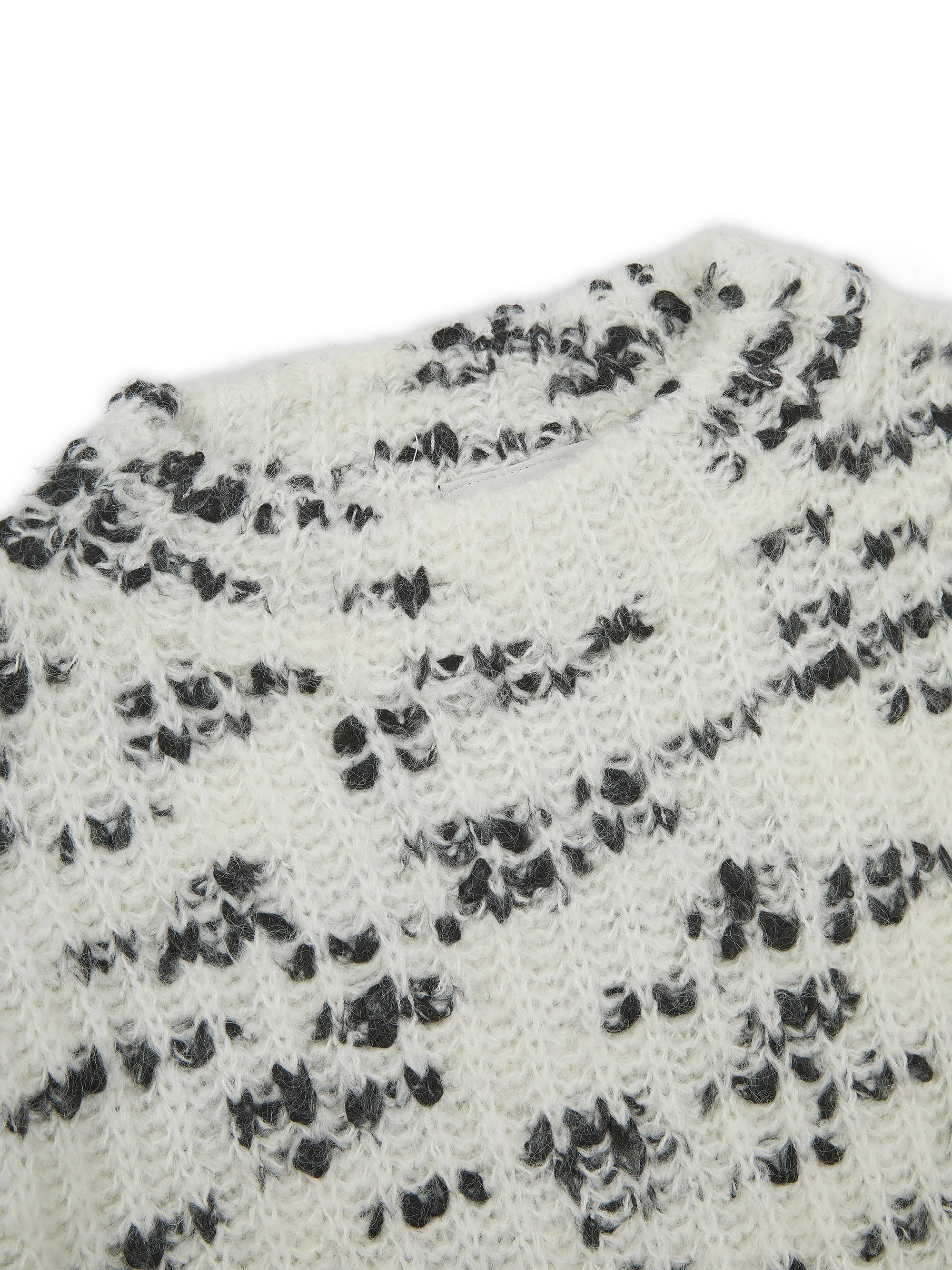 'BISOUS' SALT AND PEPPER BALLOON SLEEVE WOOL BLEND JUMPER WHITE - Image 5