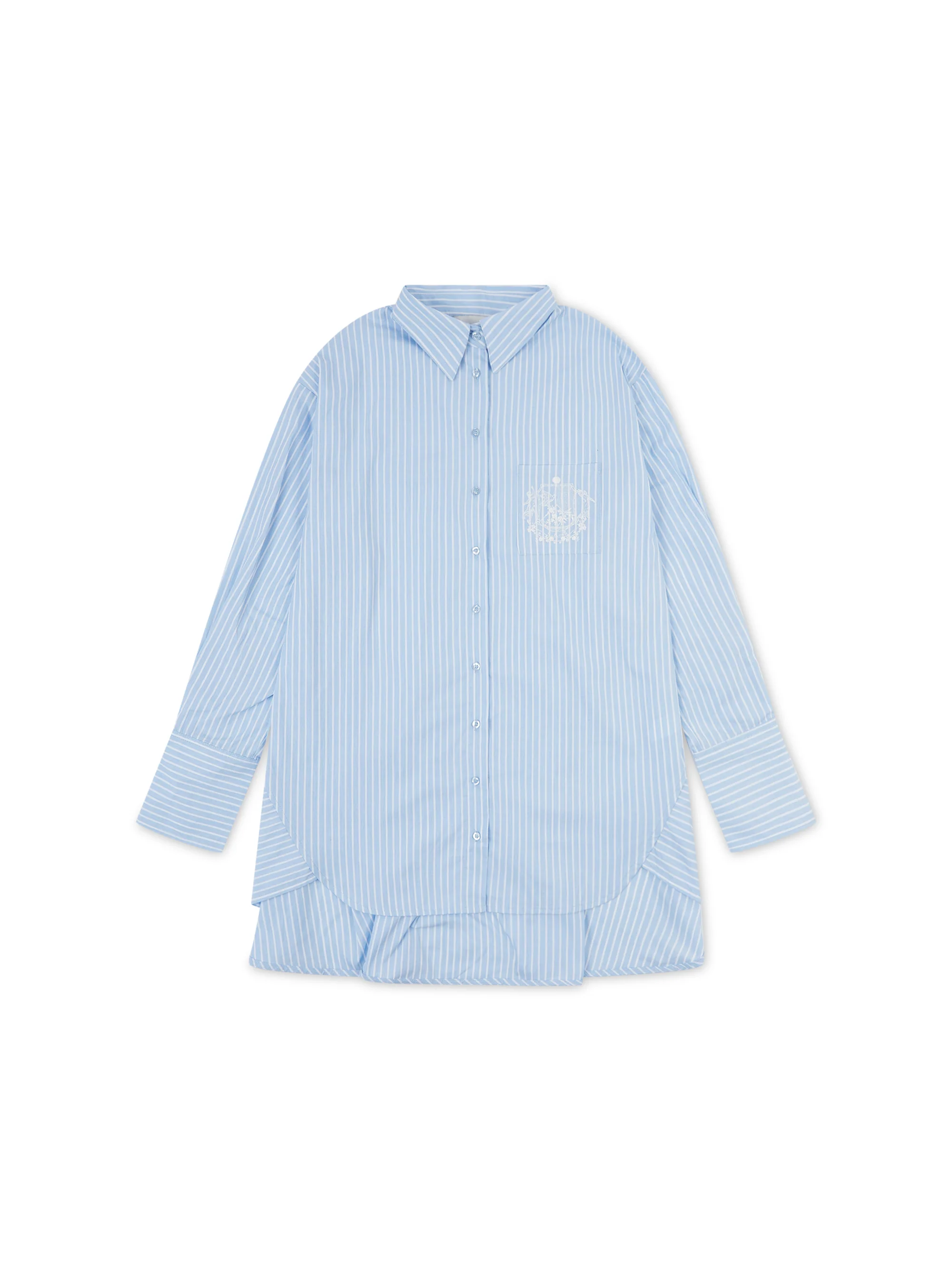 ‘EASY DOES IT’ STRIPE COTTON BOX PLEAT SHIRT BLUE - Image 8
