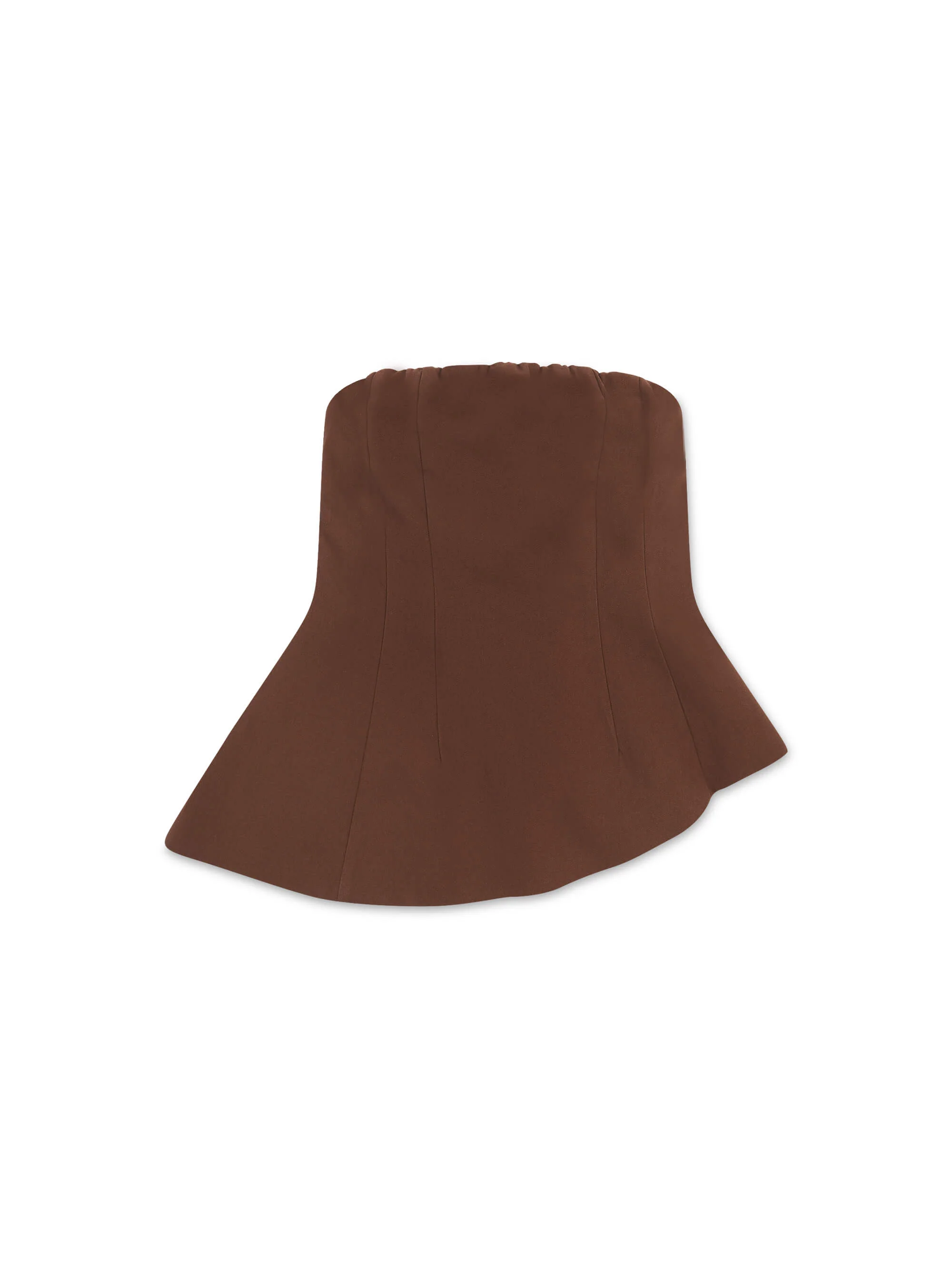 'VALENTINA' STRUCTURED BANDEAU ASYMMETRIC HEM TOP BROWN - Image 5