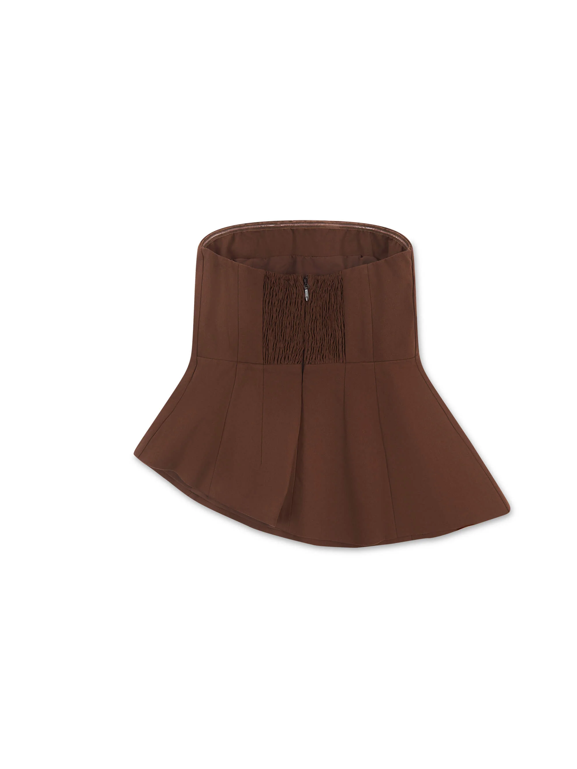 'VALENTINA' STRUCTURED BANDEAU ASYMMETRIC HEM TOP BROWN - Image 6