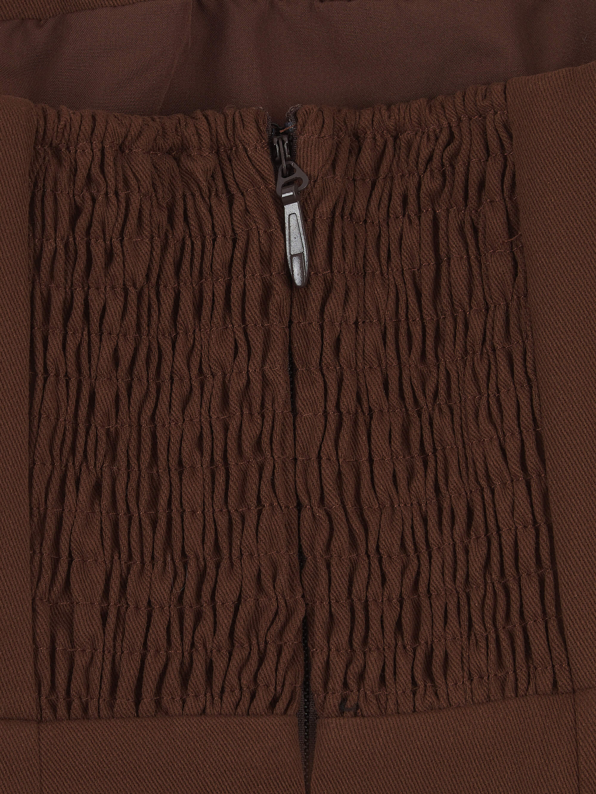 'VALENTINA' STRUCTURED BANDEAU ASYMMETRIC HEM TOP BROWN - Image 7