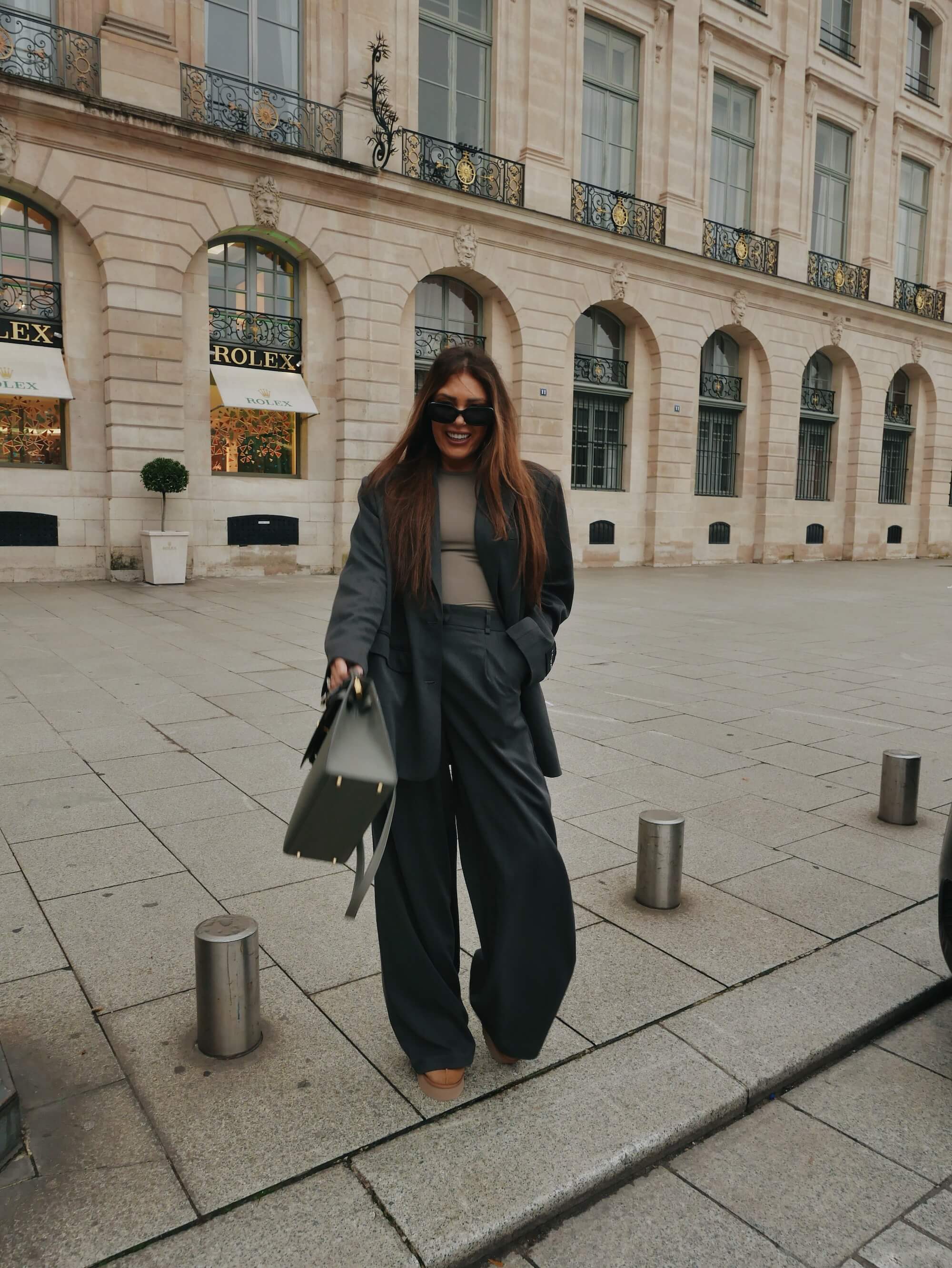 'BEAU' TAILORED WIDE LEG TROUSERS SLATE GREY - Image 3