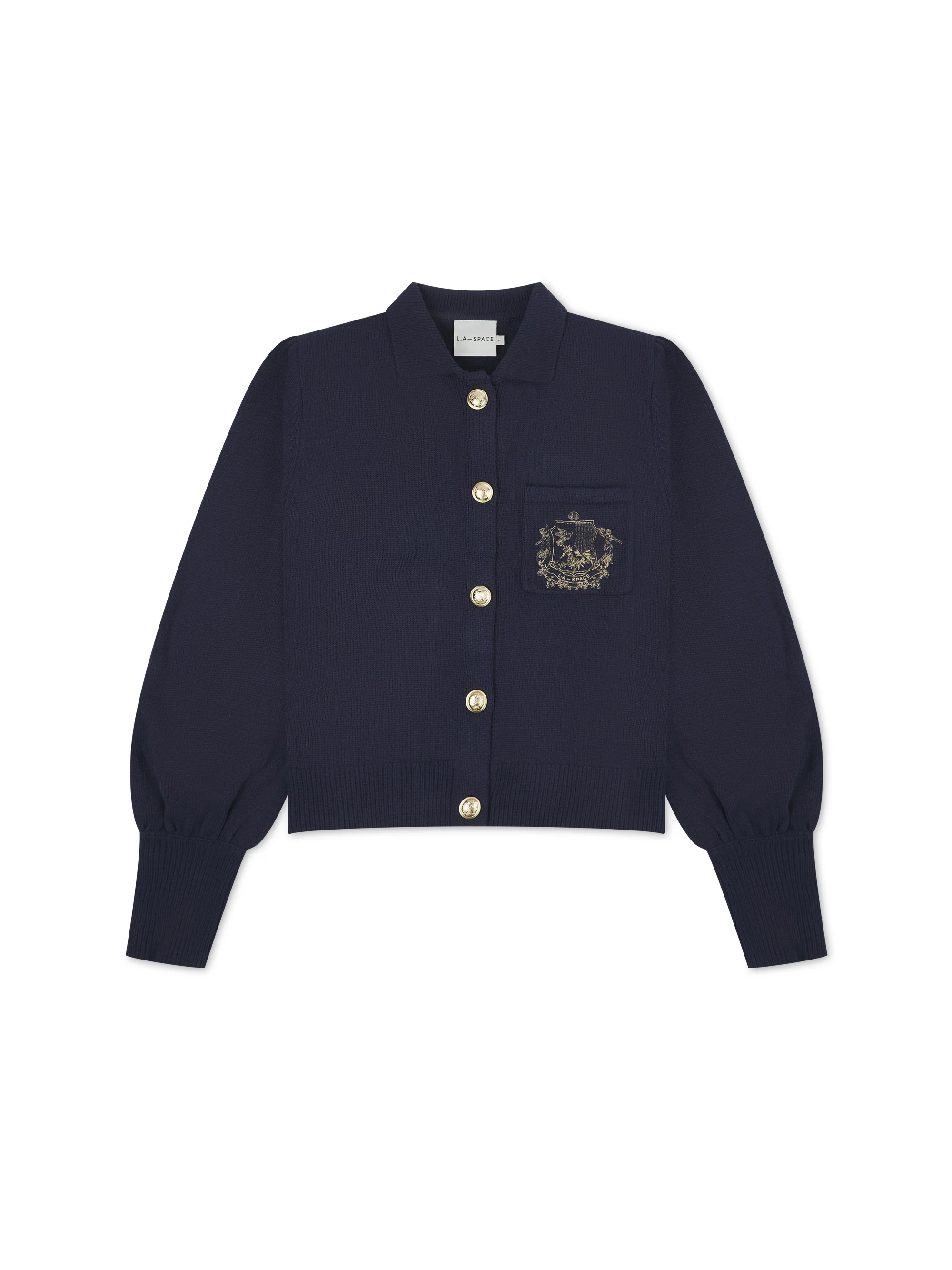 'VERITY' VARSITY BOXY FIT CARDIGAN NAVY - Image 3