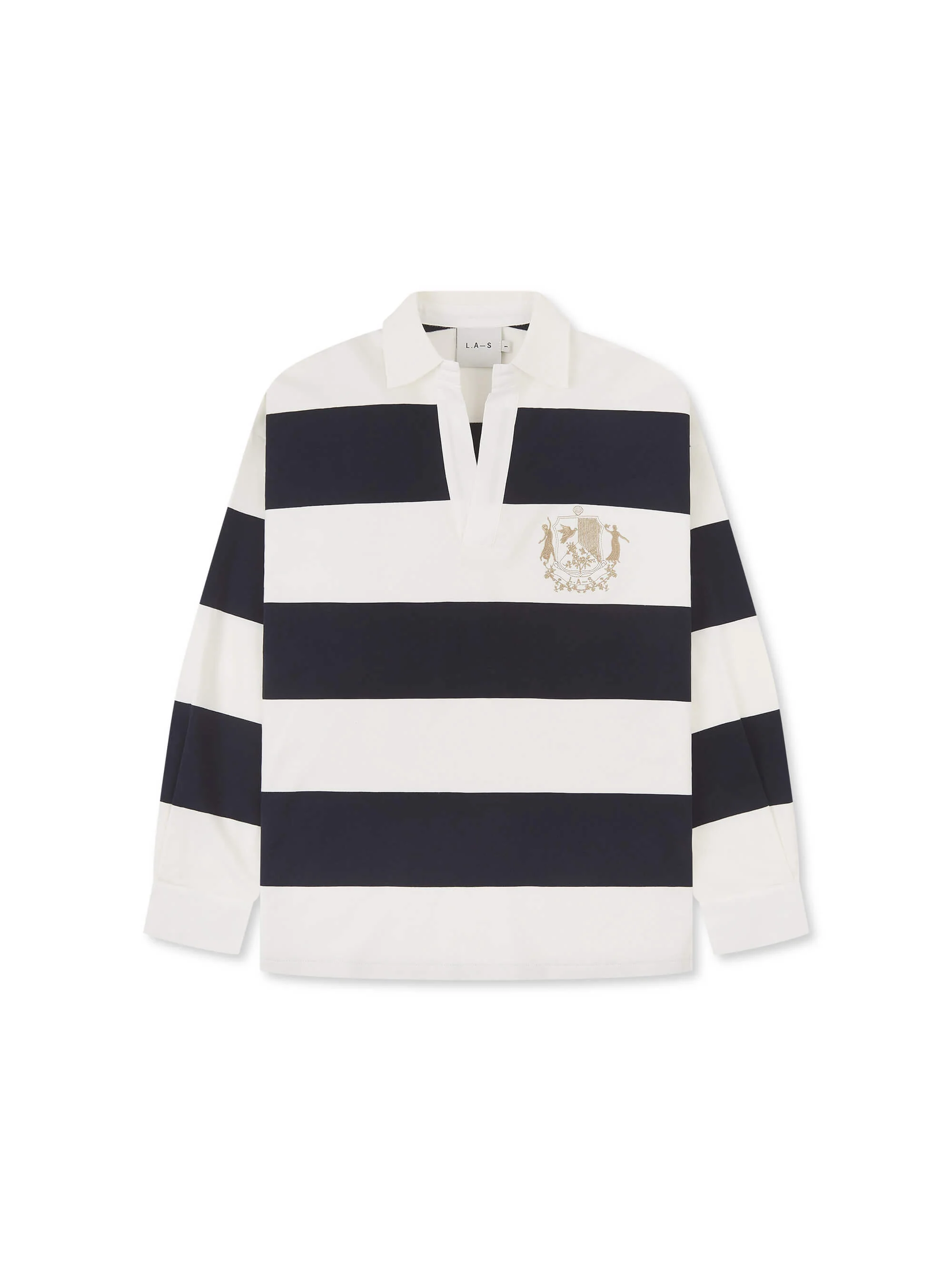 'CLEMENCE' VARSITY STRIPED RUGBY TOP NAVY - Image 4