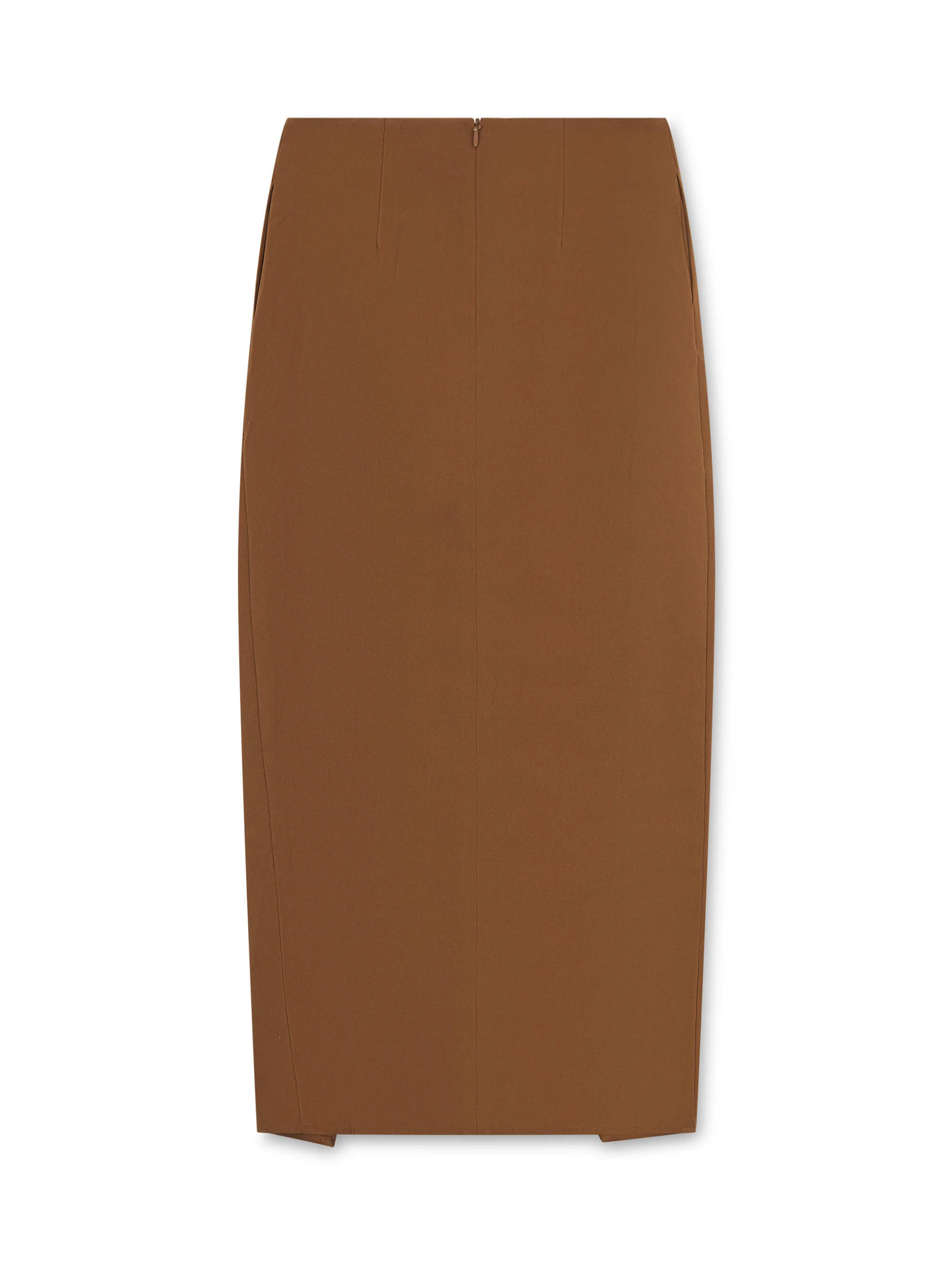 'BEVERLEY' WRAP FRONT MIDI SKIRT BROWN - Image 4